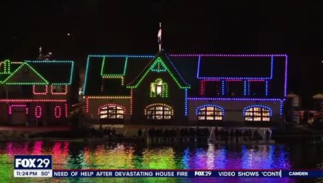The new lights at Boathouse Row.