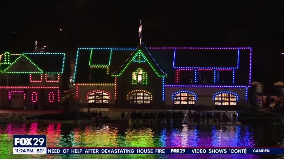 The new lights at Boathouse Row.