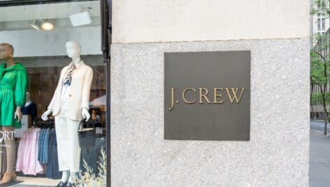 J.Crew store sign on the building is seen on Fifth Ave. in New York City, USA. J.Crew Group, Inc.