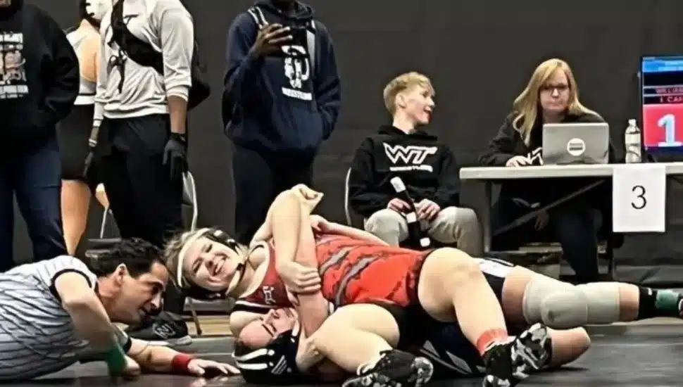 William Tennent High School students wrestling at tournament