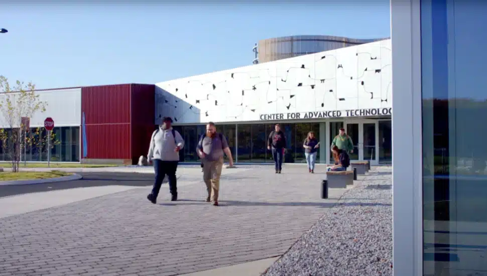 Students walking past BCCC Center for Advanced Technologies