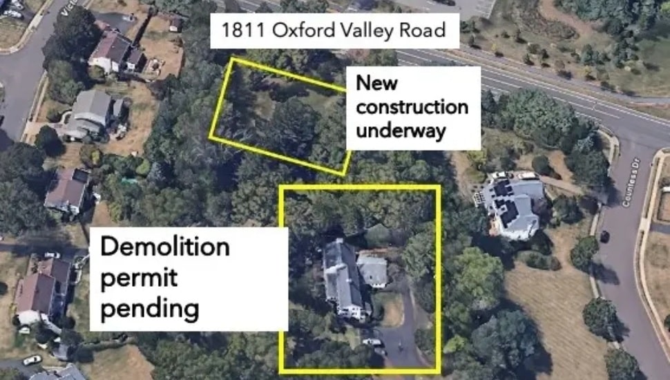 Lower Makefield map of 1811 Oxford Valley Road