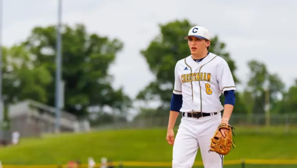 Corey Bradley, in baseball uniform on the field