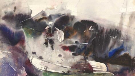 Fog and the White Dory Study painting