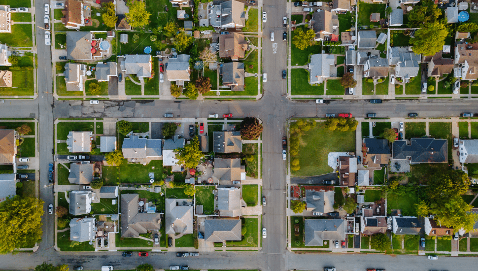 homes in aerial view