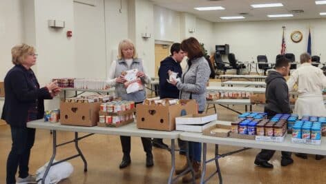 volunteers at food bank