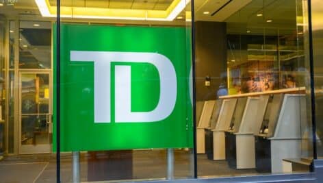 A TD bank branch with ATM machines in midtown Manhattan.