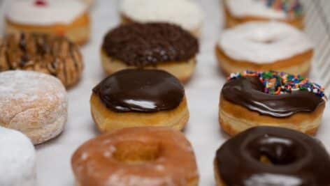 View of donuts from Yum Yum Bake Shop