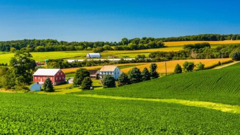 View of a farm in rural York County, Pennsylvania.