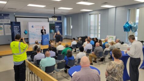 A group of local stakeholders gather as Pennsylvania American Water commemorated two years of owning the York Wastewater Treatment Plant.