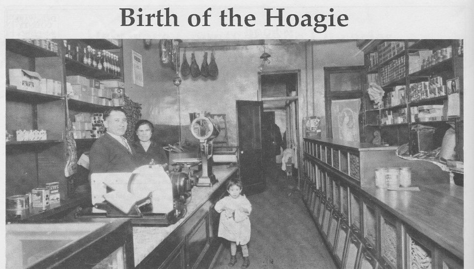 Augustine DiCostanza, Catherine “mom” DiCostanza and Rose DiCostanza, fourth daughter, at the possible birthplace of the hoagie in Chester.