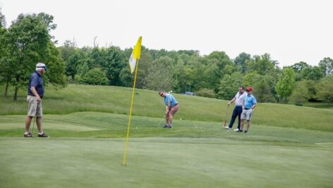 Golfers on the course at Penn State Great Valley's annual golf outing at Applecross Country Club in Downingtown.