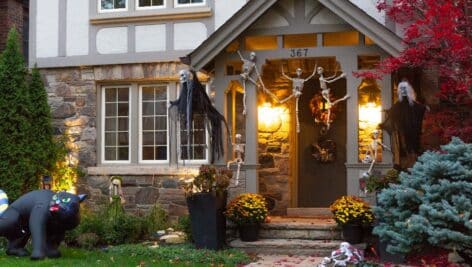 Evening view of a beautiful Halloween-decorated house in Toronto, Canada. Thank you This image is for editorial use only This photo has been successfully downloaded. (Look for it in your Downloads folder or the last place you saved a file.) Having issues? Download again Credit:ACH-DP Stock photo ID:1343341288 Upload date:September 27, 2021 Location:Canada Categories:Stock Photos|Halloween