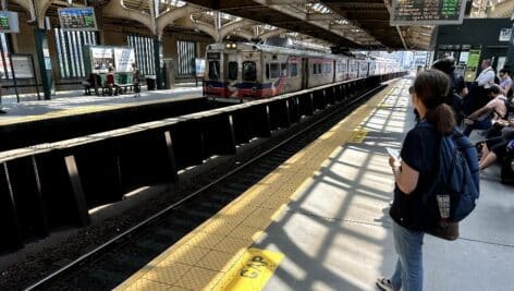 Septa Regional Rail train pulls into 30th Street Station