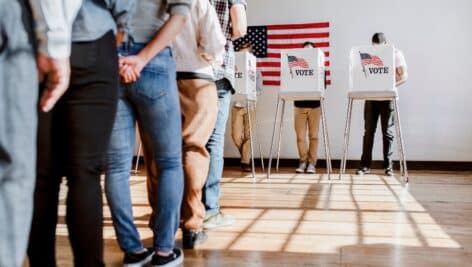 American at a polling booth