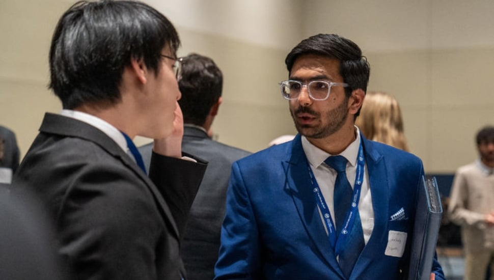 Graduate students networking at Penn State Great Valley.