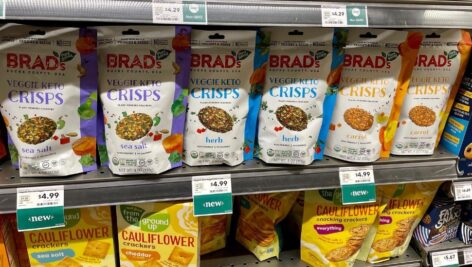 Brad's Raw Chips on the shelf.