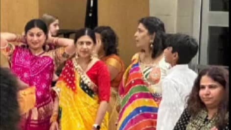 South Asian community members during Garba fundraiser event.