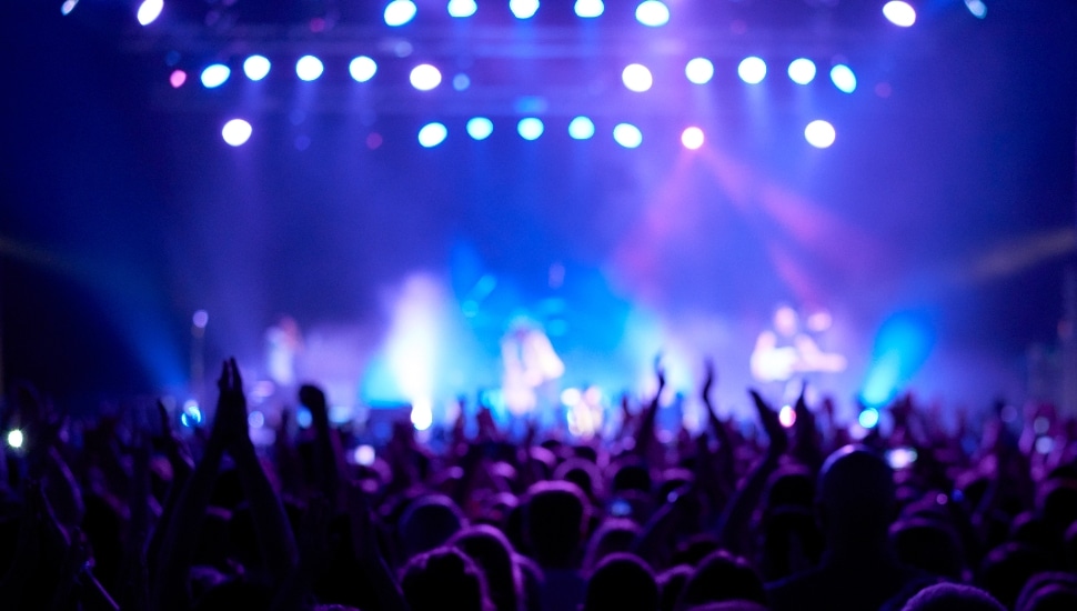 People watching a rock concert.