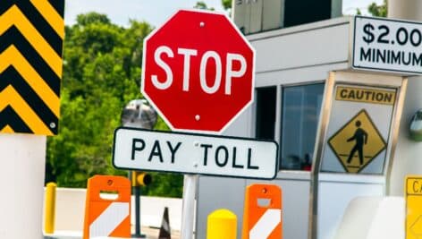 Toll Road sign at a toll plaza