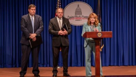 Pennsylvania Treasurer, Stacy Garrity, speaks at a press conference aiming to help Pennsylvanians avoid cyber fraud.