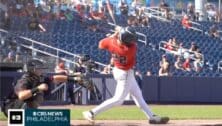 Holy Ghost Prep Baseball player hits a double to help the team win State Championship Game.