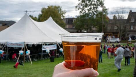 A beer in hand.