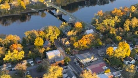 Aerial view of Riegelsville, Pennsylvania.