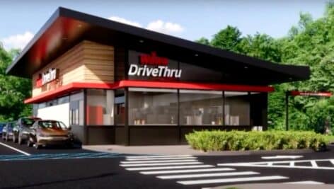 Cars in the line at the first Wawa drive-thru.