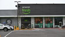 Amazon Fresh store with green-white sign