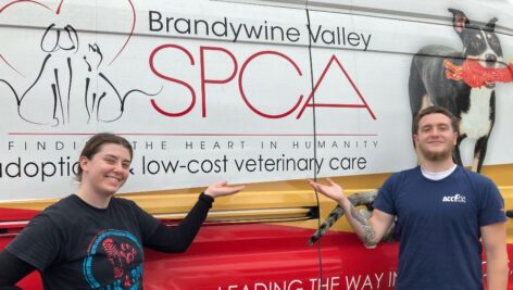 Brandywine Valley SPCA employees in front of truck.