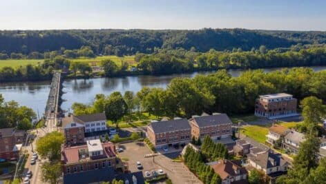 Aerial view of Frenchtown, New Jersey.