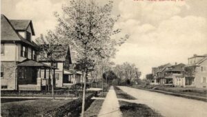 An old photo of Davis Road in the Llanerch