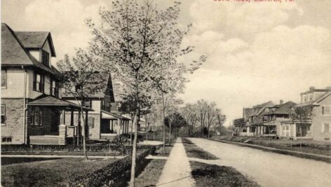 An old photo of Davis Road in the Llanerch