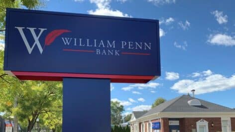 William Penn Bank sign.