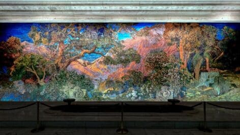 tiffany mosaic artwork in building lobby