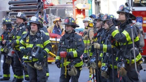 A crew of firefighters arrive to an accident scene.