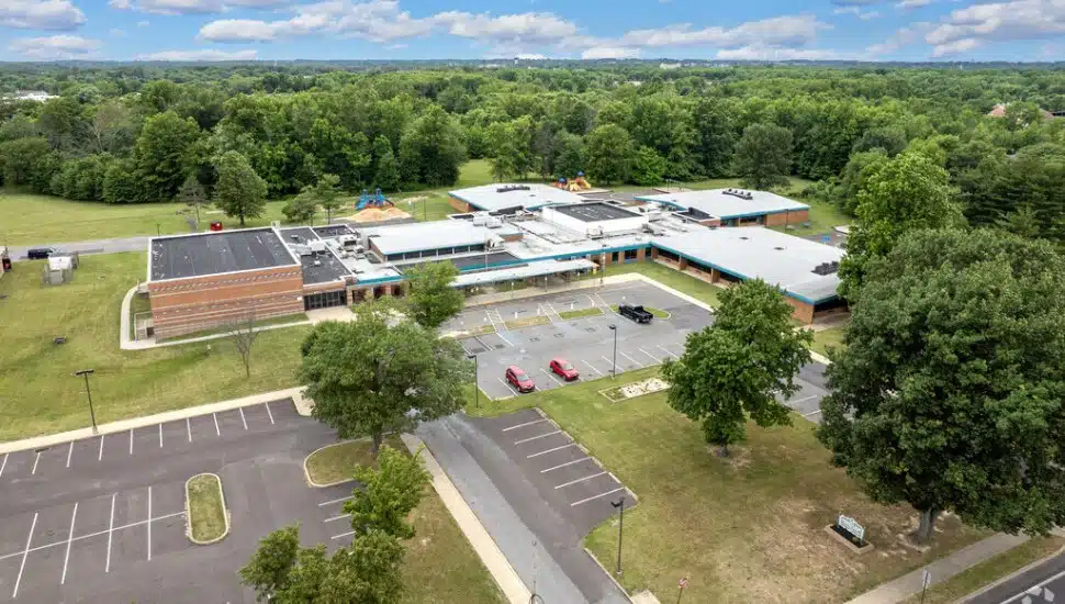 Aerial view of Rush Elementary.