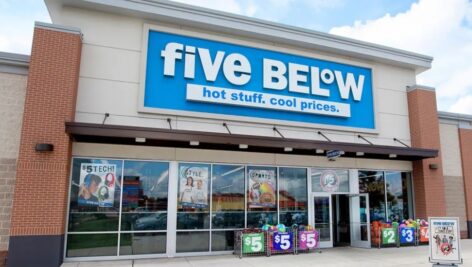 Exterior of a Five Below store.