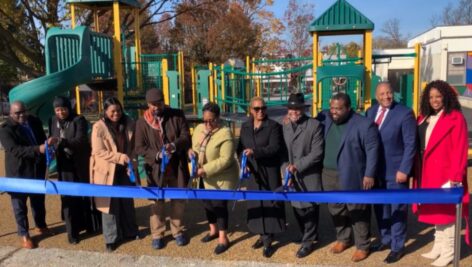 A ribbon cutting Nov. 25 officially opened a new school yard/playground for the John B. Kelly School in Germantown