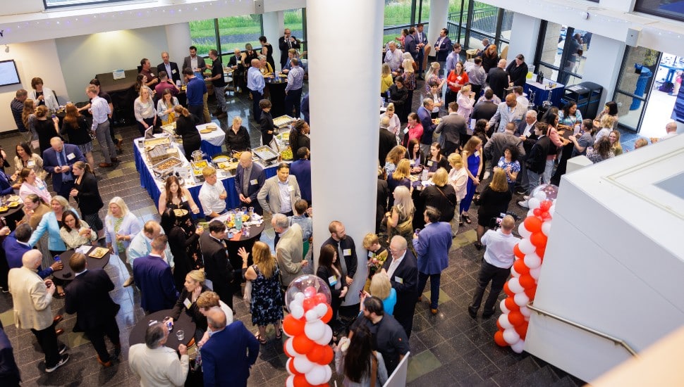 Aerial view of awards reception.