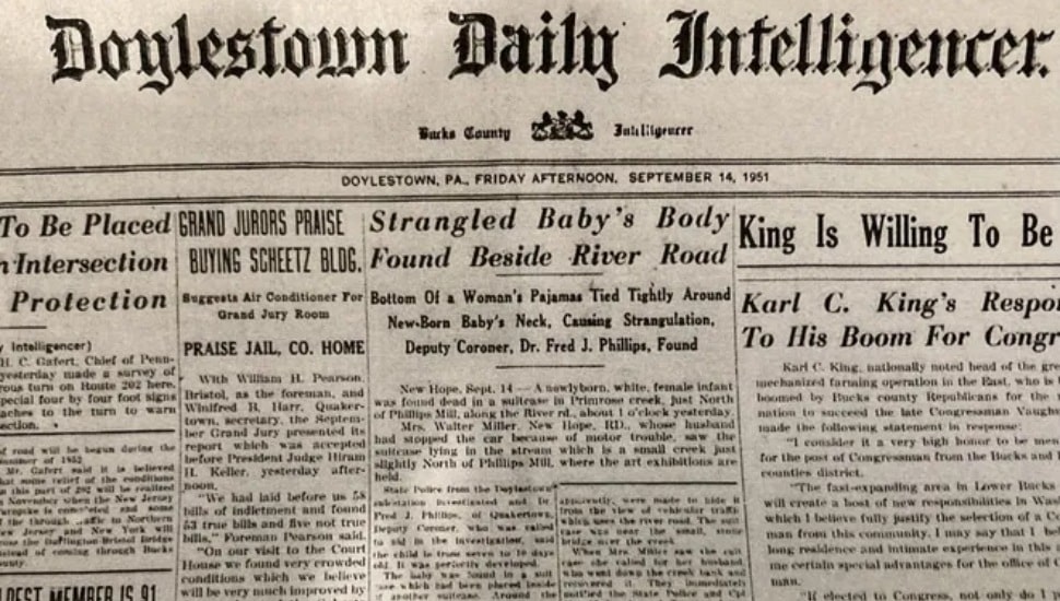 Front Page of the Doylestown Daily Intelligencer