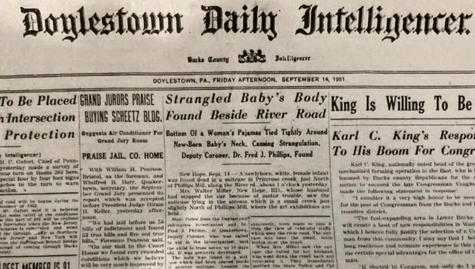 Front Page of the Doylestown Daily Intelligencer