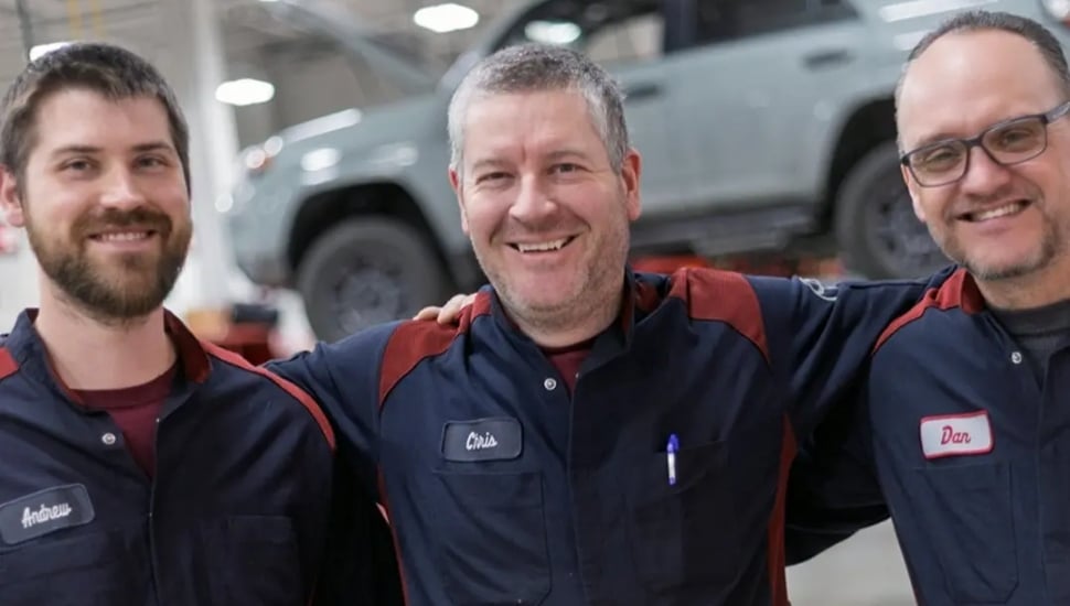 Toyota Quality Champions Andrew Mayberry, Chris Oliver, and Dan Curnell.