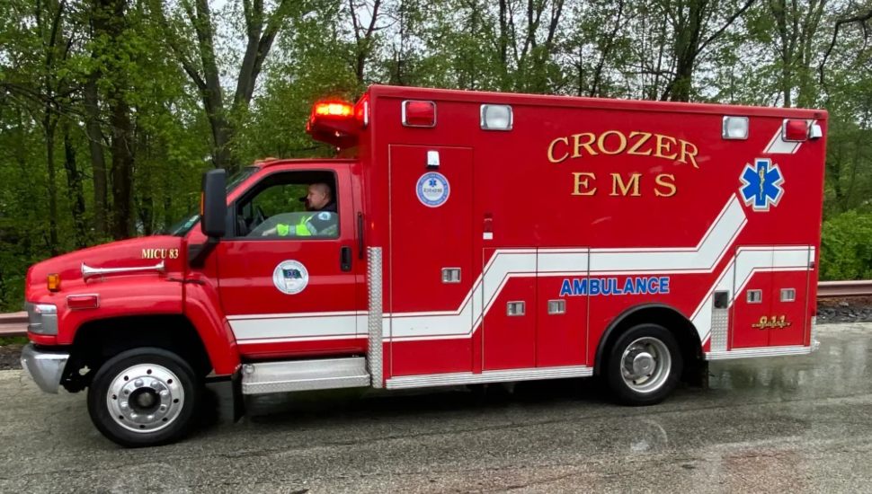 A Crozer ambulance on the road.