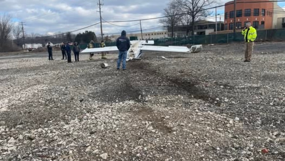 Surveying the scene of the Bucks County plane crash.