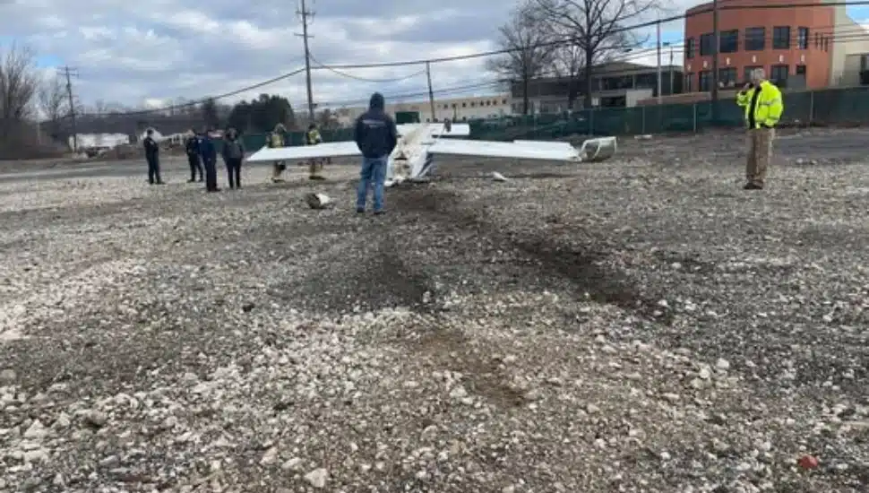 Surveying the scene of the Bucks County plane crash.