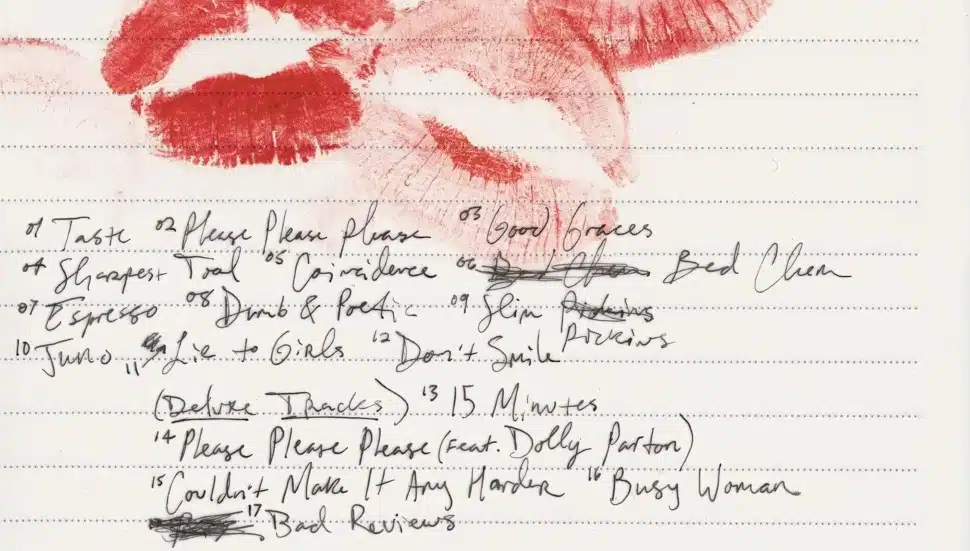 A track list for Sabrina Carpenter's "Short n' Sweet" album.