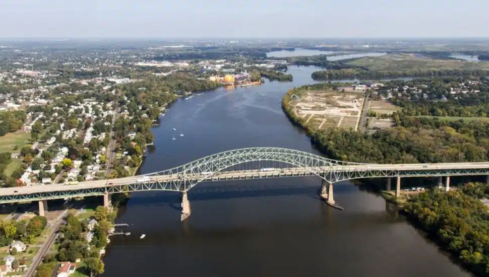 The Delaware River Bridge.