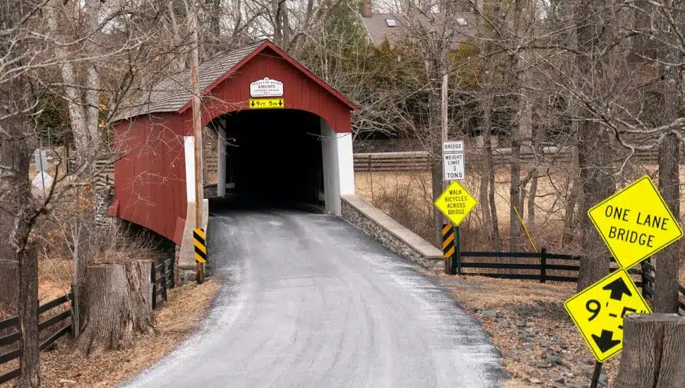 The Historic Knechts Covered Bridge in Riegelsville.